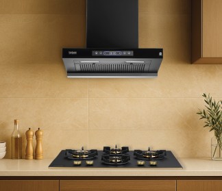 Hindware Chimney Tiber BLDC IN 60cm 1600 m3/hr Black Filterless Motion Sensor & Touch Control