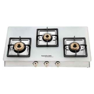 Hindware Lorenzo White 3 Burner Glass Top Gas Stove