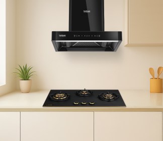 Hindware Chimney Optimus Blk 60cm 1400 m3/hr Filterless Auto Clean Motion Sensor & Touch Control