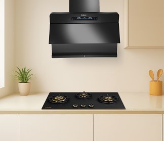 Hindware Chimney Florence Autoclean 75cm 1550 m3/hr Black Filterless Motion Sensor & Touch Control