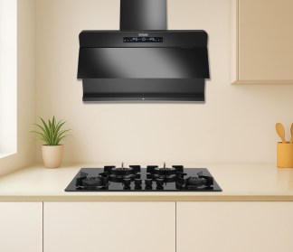 Hindware Chimney Florence Autoclean 90cm 1550 m3/hr Black Filterless Motion Sensor & Touch Control