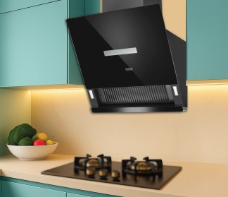Hindware Chimney Serena Plus Autoclean 90cm 1700 m3/hr Black Filterless Motion Sensor & Touch Control