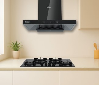 Hindware Chimney Alicia HMS BLK IN 75cm 1350 m3/hr Stainless Steel Filter Auto Clean Motion Sensor & Touch Control