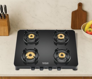 Hindware Alverio 4 Burner Glass Top Gas Stove Auto Ignition