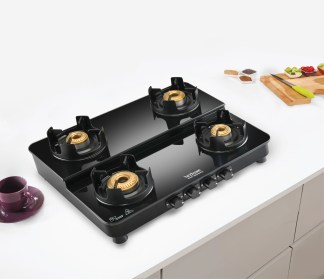 Hindware Alverio DPLX 4 Burner Glass Top Gas Stove
