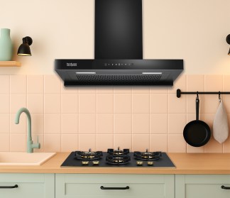 Hindware Chimney Darcia 60cm 1300 m3/hr Black Filterless Auto Clean Motion Sensor & Touch Control