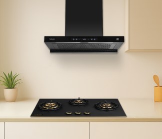 Hindware Chimney Darcia 90cm 1300 m3/hr Black Filterless Auto Clean Motion Sensor & Touch Control