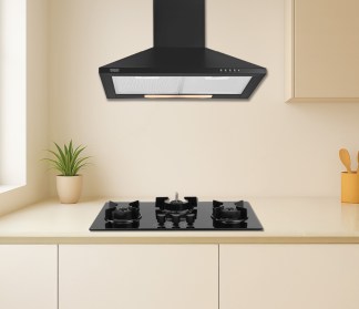 Hindware Chimney Clara Neo Blk IN 60cm 750 m3/hr Cassette Filter Push Button Control