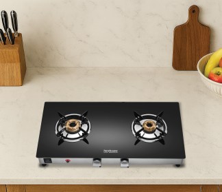 Hindware ARMO Plus GL BLK 2 Burner Glass Top Gas Stove Auto Ignition