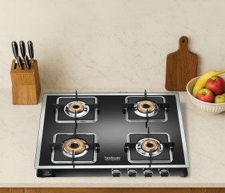 Hindware Dario Plus 4 Burner Glass Top Gas Stove Auto Ignition
