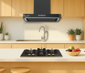 Hindware Chimney Natalia Autoclean 90cm 1800 m3/hr Filterless Double Side Touch Control