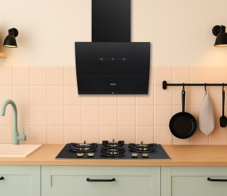 Hindware Chimney Letizia Autoclean 60cm 1450 m3/hr Black Filterless Motion Sensor & Touch Control