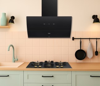 Hindware Chimney Letizia Autoclean 90cm 1450 m3/hr Black Filterless Motion Sensor & Touch Control
