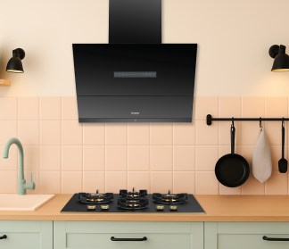 Hindware Chimney Catalina Autoclean 75cm 1700 m3/hr Black Filterless Motion Sensor & Touch Control
