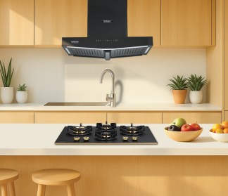 Hindware Chimney Onyx TC MS Autoclean 90cm 1450 m3/hr Baffle Filter Double Side Touch Control