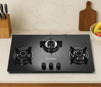 Hindware Coral Blk 3 Burner Glass Top Gas Stove