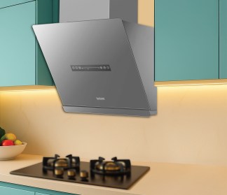 Hindware Chimney Serena Plus Grey AC 60cm 1700 m3/hr Filterless Auto Clean Motion Sensor & Touch Control