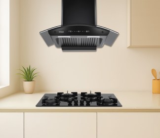 Hindware Chimney Lyra Autoclean 75cm 1300 m3/hr Black Baffle Filter Motion Sensor & Touch Control