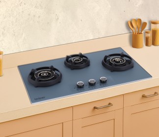 Hindware Built-in Gas Hob Graphite 3 Burner 75cm Auto Ignition