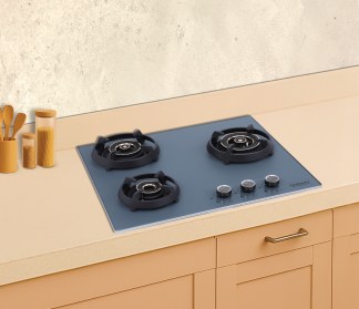 Hindware Built-in Gas Hob Graphite 3 Burner 60cm Auto Ignition