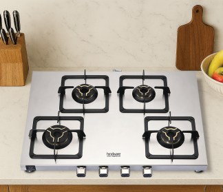 Hindware Arturo SS 4 Burner Stainless Steel Gas Stove Auto Ignition