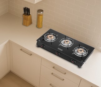 Hindware Benecio Plus 3 Burner Glass Top Gas Stove
