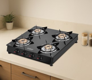 Hindware Benecio Plus 4 Burner Glass Top Gas Stove