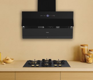 Hindware Chimney Carmela Autoclean 90cm 1500 m3/hr Black Filterless Motion Sensor & Touch Control