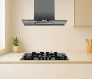 Hindware Chimney Imelda Autoclean 75cm 2000 m3/hr Silver Filterless Motion Sensor & Touch Control