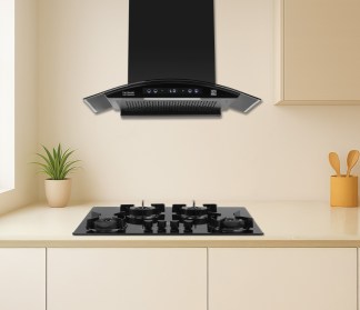 Hindware Chimney Divina BLDC 75cm 1400 m3/hr Black Filterless Auto Clean Motion Sensor & Touch Control