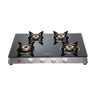 Hindware Flavio 4 Burner Glass Top Gas Stove Auto Ignition