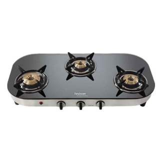 Hindware Franco 3 Burner Glass Top Gas Stove Auto Ignition