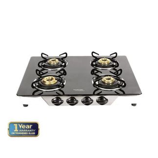 Hindware Armo GL 4 Burner Glass Top Gas Stove Auto Ignition