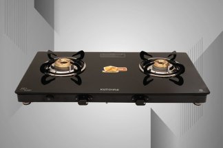 Kutchina Needle 2 Burner Glass Top Gas Stove Manual Ignition