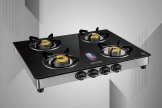 Kutchina Benito Excel 4 Burner Glass Top Gas Stove Auto Ignition
