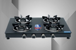 Kutchina Sapphire 4 Burner Glass Top Gas Stove Manual Ignition