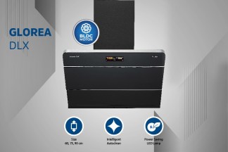Kutchina Chimney Glorea DLX 60cm 1600 m3/hr Slant Auto Clean Touch Control with Wave Sensor