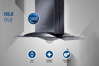 Kutchina Chimney Isle DLX 90cm 1400 m3/hr Island Filterless Auto Clean Touch Control With Wave Sensor