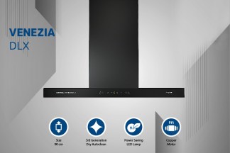 Kutchina Chimney Venezia DLX 90cm 1400 m3/hr Island Auto Clean Touch Control With Wave Sensor