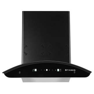 Faber Chimney Ellora 3D IN HC SC BF BK 60cm 1400 m3/hr Curved Glass Chimney Auto Clean