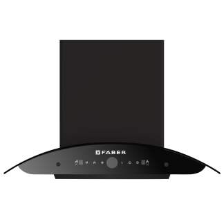 Faber Chimney Mystic BLDC IN HC SC FL BK 75cm 1500 m3/hr Curved Glass Chimney Filterless Auto Clean
