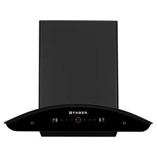 Faber Chimney Enigma BLDC HC SC FL BK IN 60cm 1600 m3/hr Curved Glass Chimney Filterless Auto Clean