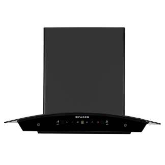 Faber Chimney Grace HC SC FL BK IN 60cm 1200 m3/hr Curved Glass Chimney Filterless Auto Clean
