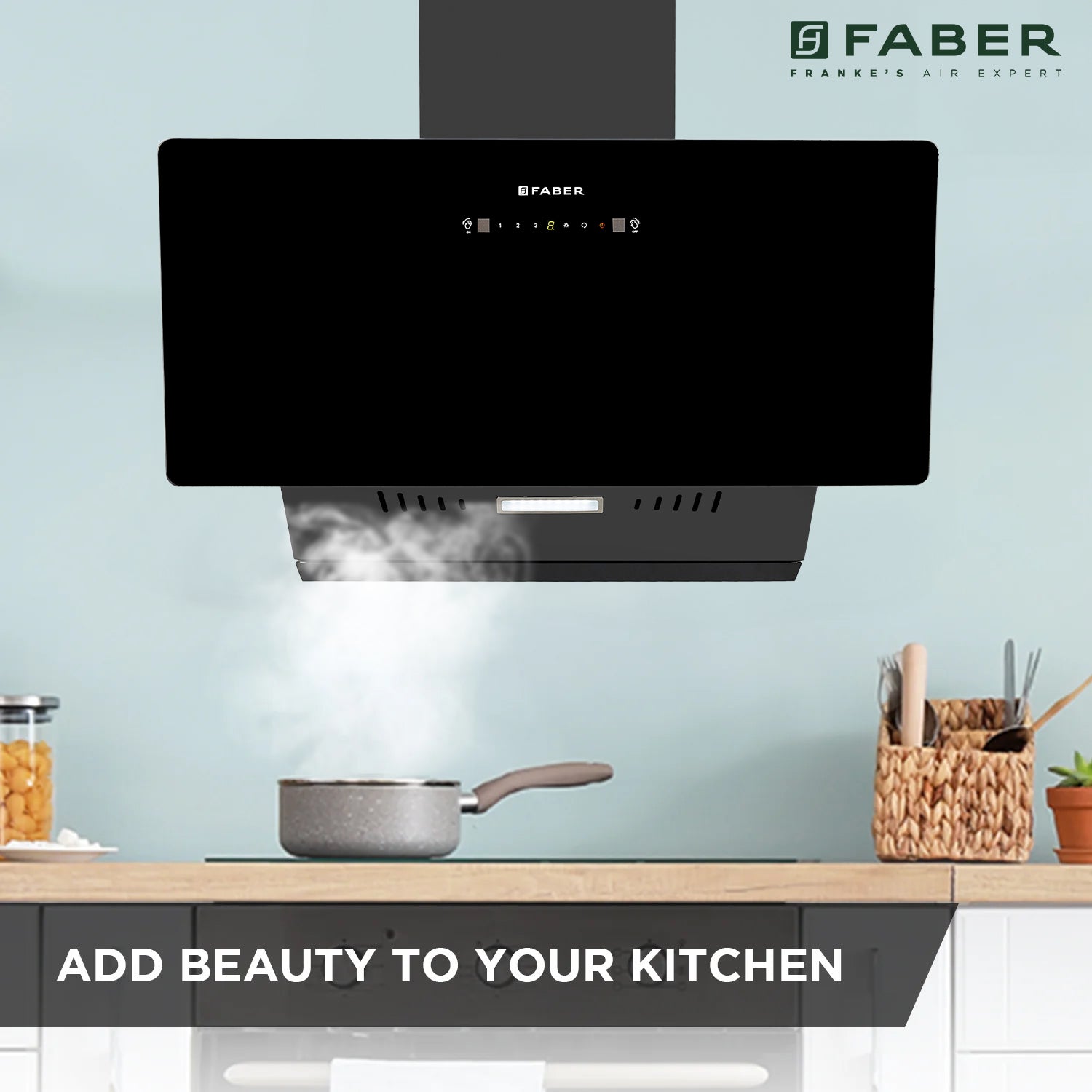 Faber Chimney Mojito IN HC SC FL BK 90cm 1200 m3/hr Slant Chimney Filterless Auto Clean