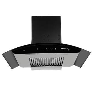 Faber Chimney Ellora 3D IN HC SC BF BK 75cm 1400 m3/hr Curved Glass Chimney Auto Clean