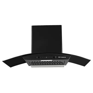 Faber Chimney Zest IN HC SC FL BK 90cm 1200 m3/hr Curved Glass Chimney Filterless Auto Clean