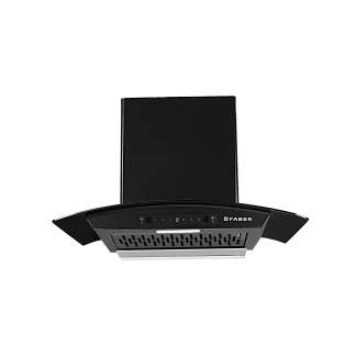 Faber Chimney Zest IN HC SC FL BK 75cm 1200 m3/hr Curved Glass Chimney Filterless Auto Clean