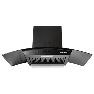 Faber Chimney Ace PRO IN 3D HC PB FL BK 90cm 1150m/hr Curved Glass Chimney Filterless Auto Clean
